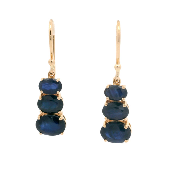 6.24 Ct Oval Sapphire 14K Gold Earrings