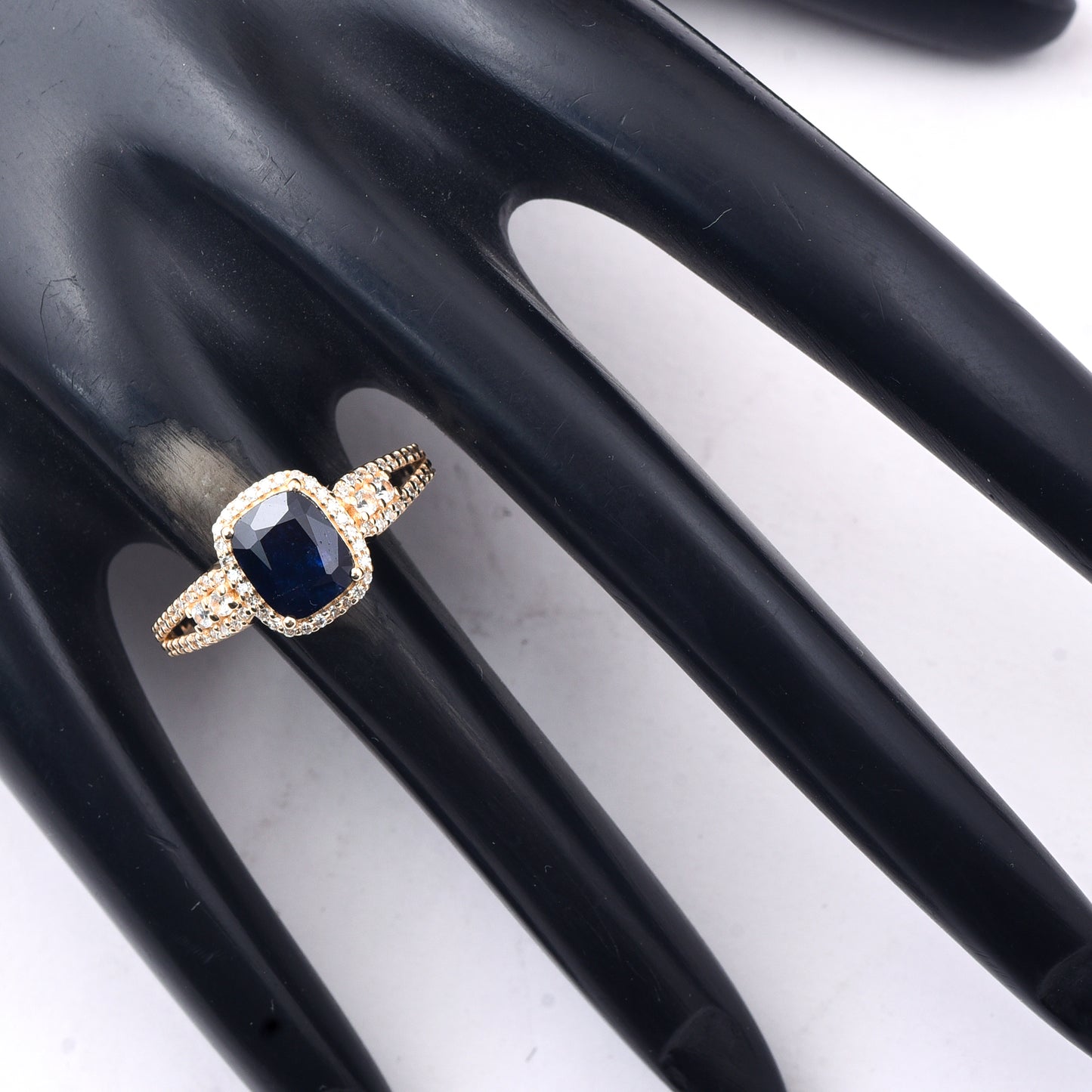 2.10 Ct Cushion Mixed Cut Natural Sapphire 14K Gold Ring