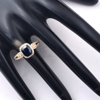 2.10 Ct Cushion Mixed Cut Natural Sapphire 14K Gold Ring