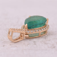 1.72 Ct Pear Mixed Cut Natural Emerald 14K Gold Pendant