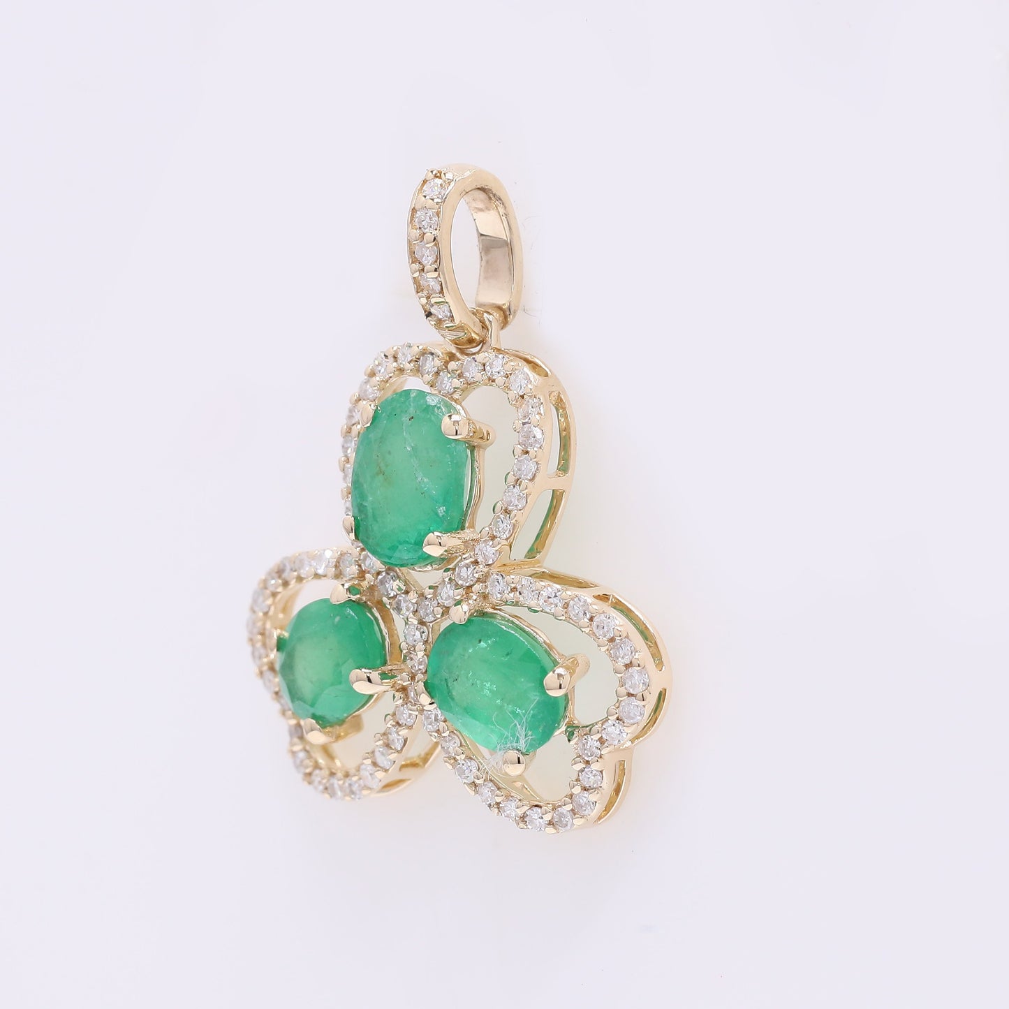 1.65 Ct Oval Mixed Cut Natural Emerald 14K Gold Pendant