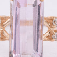 4.51 Ct Octagon Step Cut Natural Kunzite 14K Gold Ring