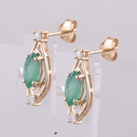 1.38 Ct Marquise Natural Emerald 14K Gold Earrings