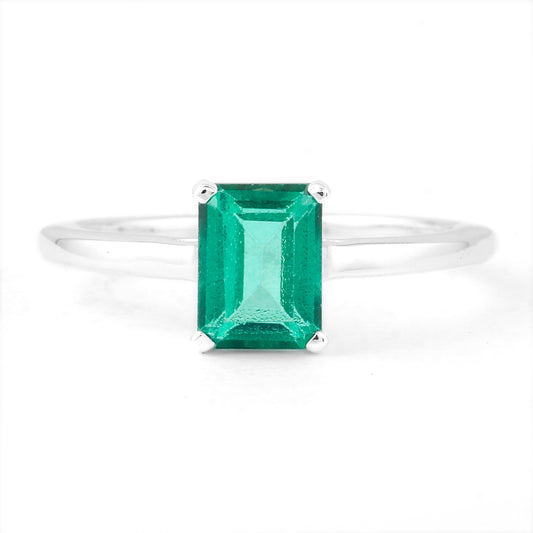 2.05 Ct Octagon Green Topaz 925 Sterling Silver Ring