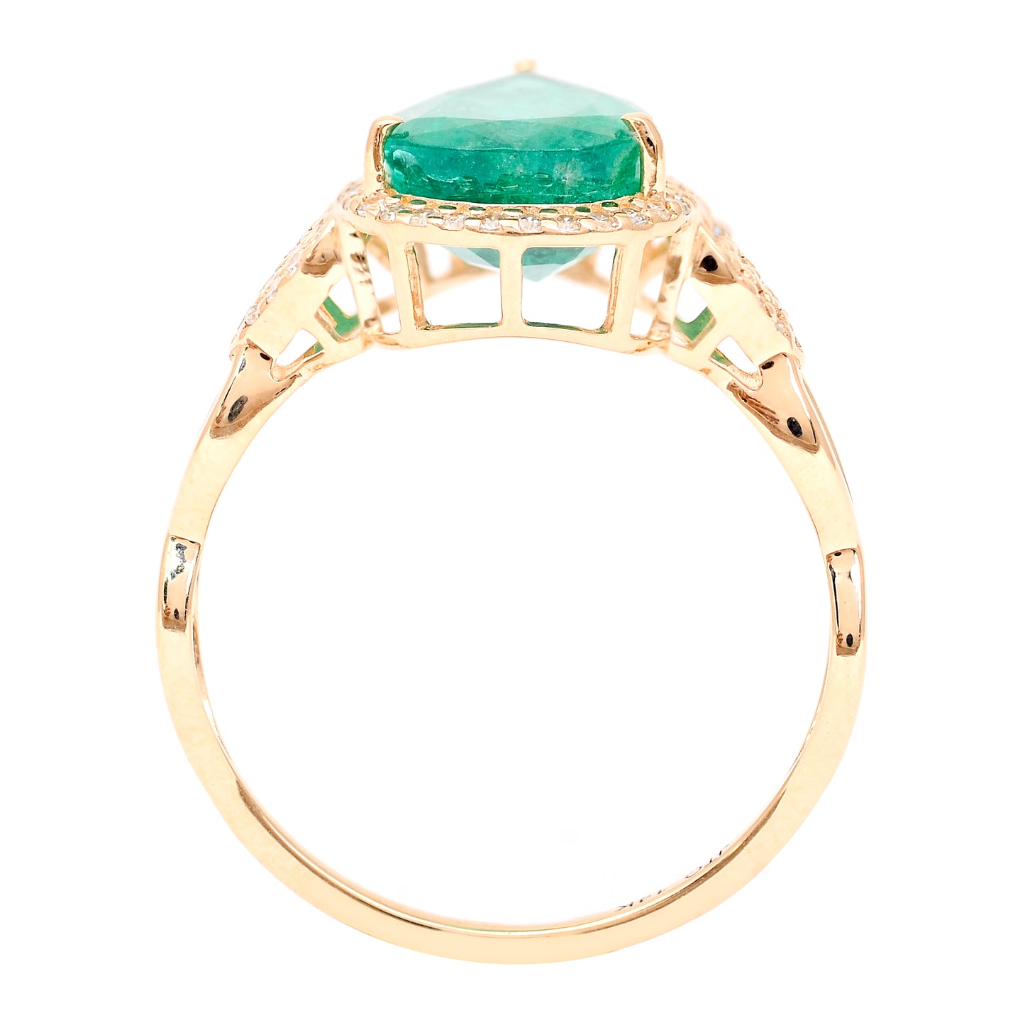 2.69 Ct Pear Mixed Cut Natural Emerald 14K Gold Ring