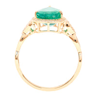 2.69 Ct Pear Mixed Cut Natural Emerald 14K Gold Ring