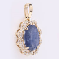 2.43 Ct Oval Mixed Cut Natural Sapphire 14K Gold Pendant