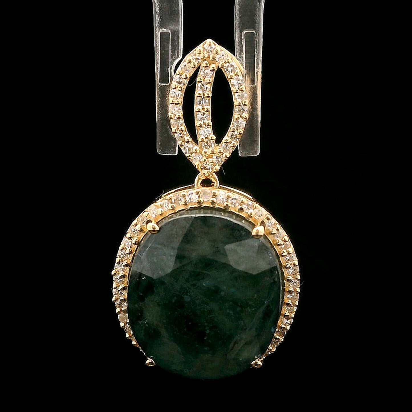 9.15 Ct Oval Mixed Cut Natural Sapphire 14K Gold Pendant