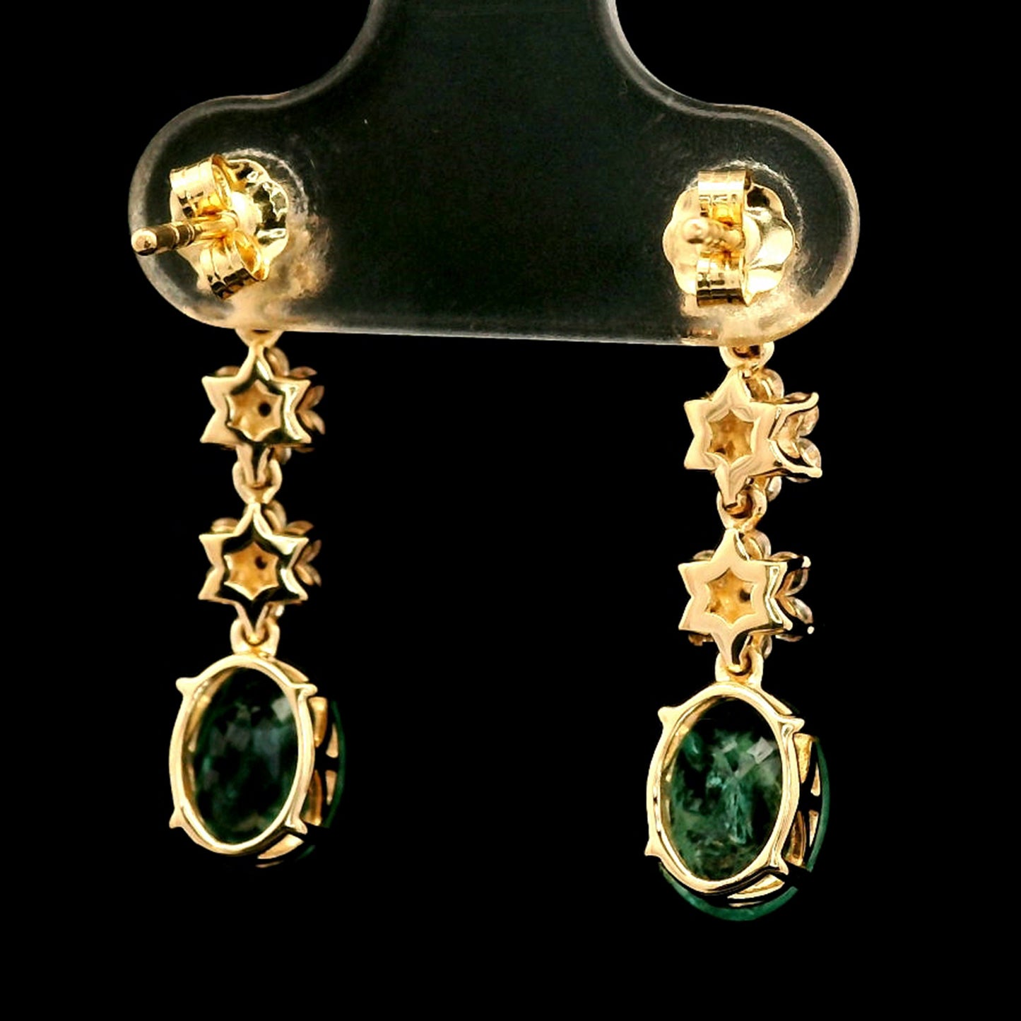 3.11 Ct Oval Emerald 14K Gold Earrings