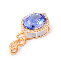 4.21 Ct Oval Mixed Cut Natural Tanzanite 14K Gold Pendant