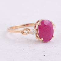 2.82 Ct Oval Natural Ruby 14K Gold Ring