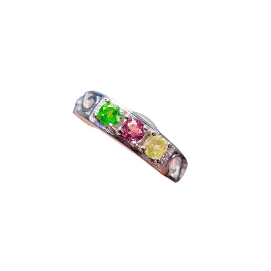 Multi Colored Tourmaline 925 Sterling Silver Ring