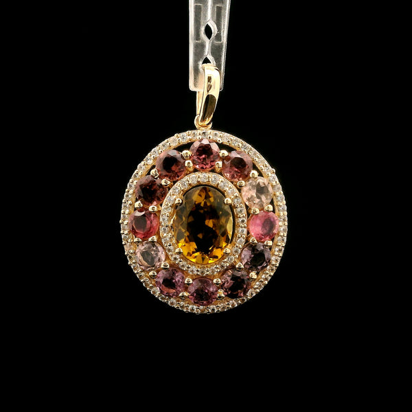2.96 Ct Oval Tourmaline 14K Gold Pendant
