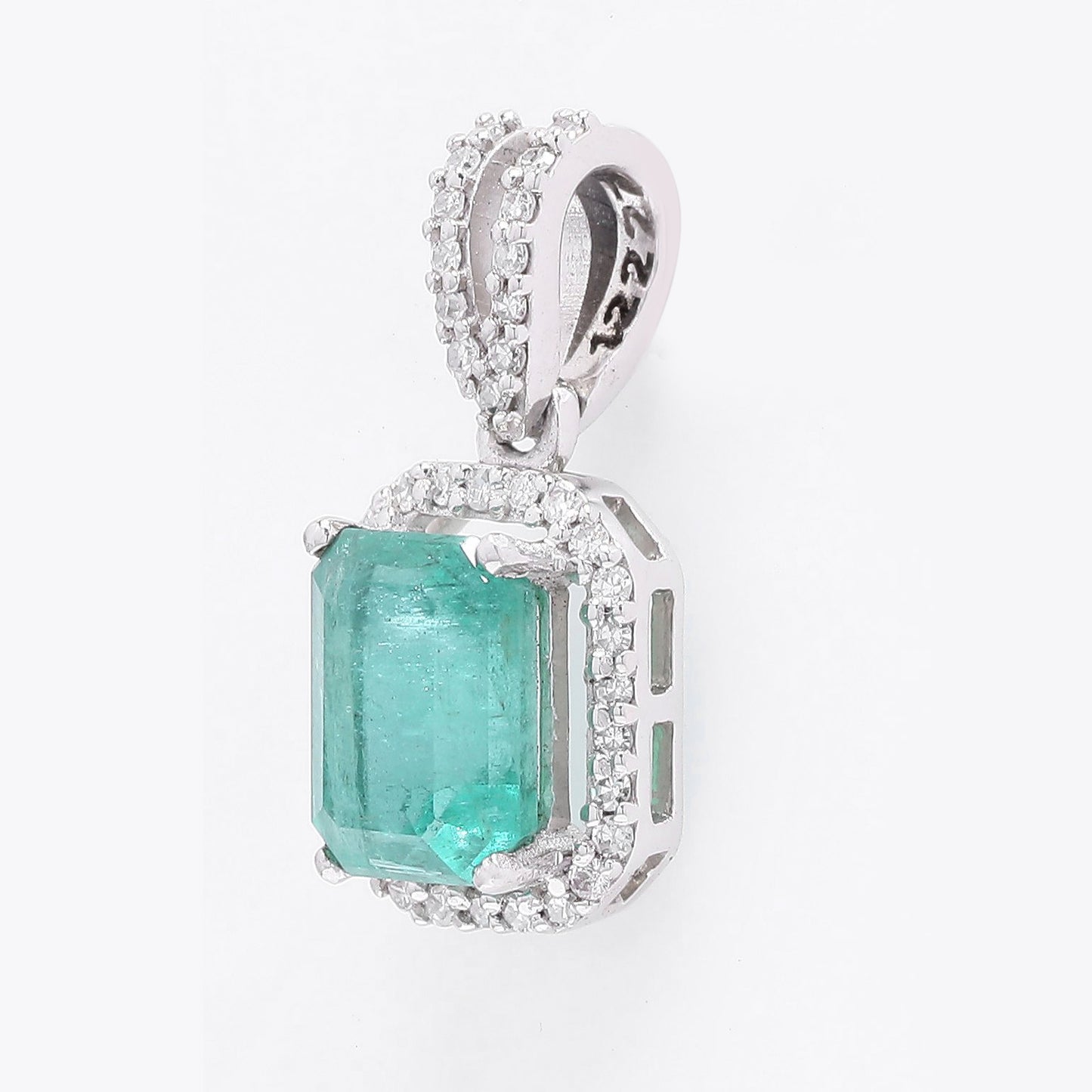 1.21 Ct Octagon Step Cut Natural Emerald 950 Platinum Pendant