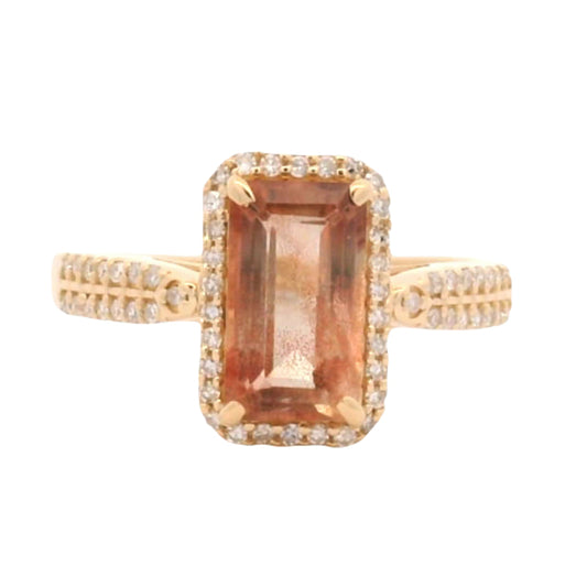 1.56 Ct Octagon Oregon Sunstone 14K Gold Ring