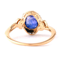 1.82 Ct Oval Mixed Cut Natural Sapphire 14K Gold Ring