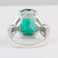 8.69 Ct Cushion Green Topaz 925 Sterling Silver Ring