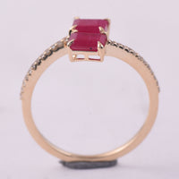 1.35 Ct Octagon Ruby 9K Gold Ring