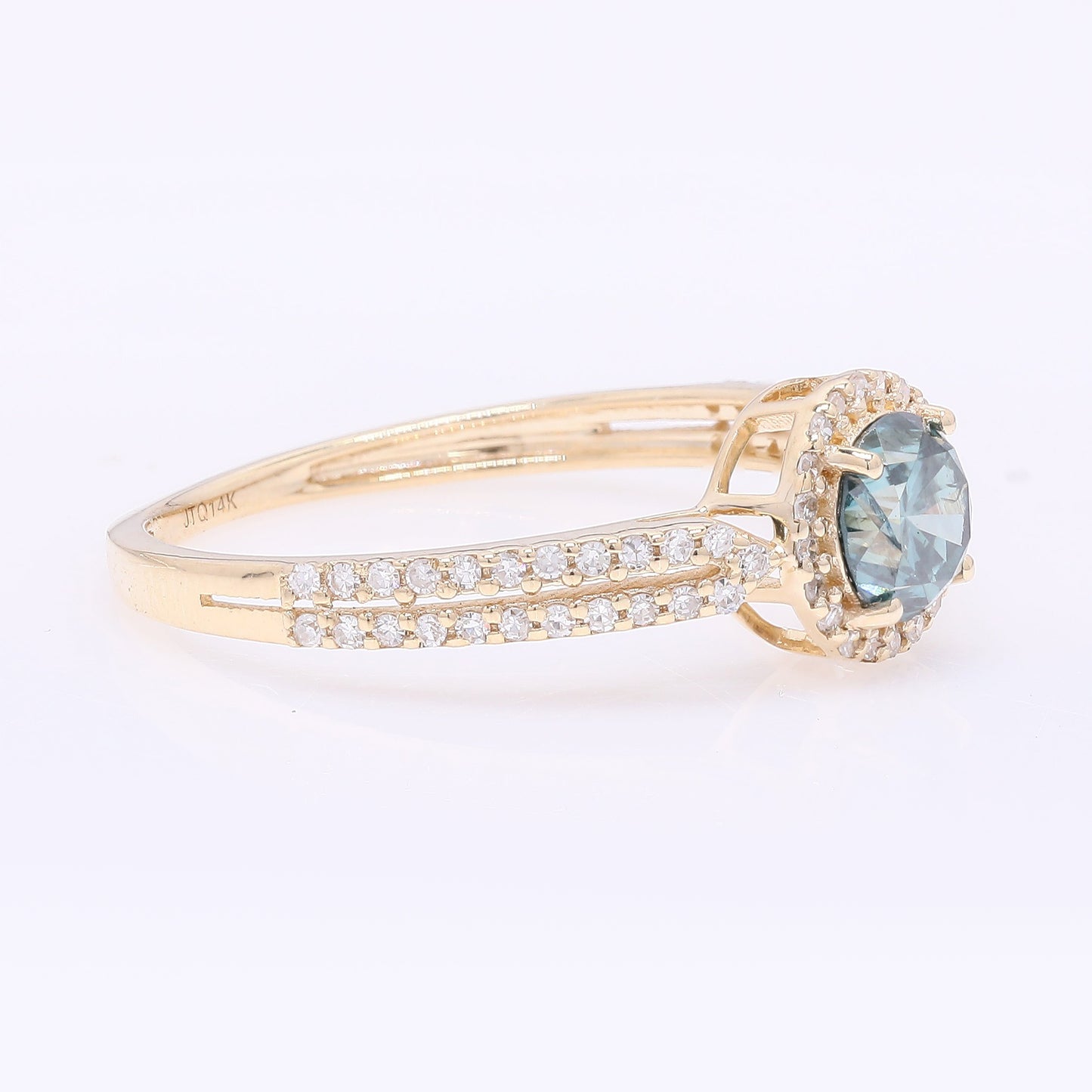 0.80 Ct Round Blue Diamond 14K Gold Ring