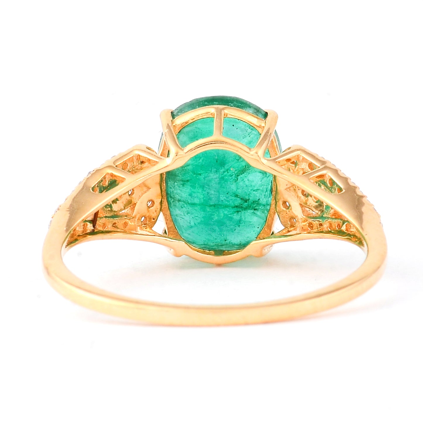 2.58 Ct Cushion Mixed Cut Natural Emerald 14K Gold Ring