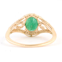 1.29 Ct Oval Mixed Cut Natural Beryl Emerald 14K Gold Ring