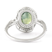 2.59 Ct Oval Mixed Cut Natural Green Sapphire 950 Platinum Ring