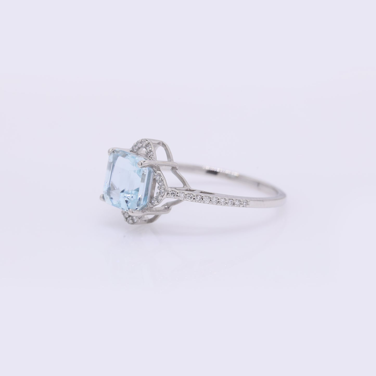 1.98 Ct Octagon Step Cut Natural Aquamarine 950 Platinum Ring