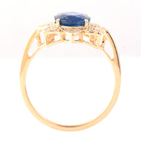 2.45 Ct Oval Mixed Cut Natural Sapphire 14K Gold Ring