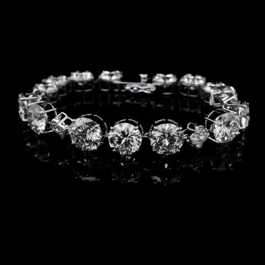 31.93 Ct Round Lab Grown Diamond 14K Gold Bracelet