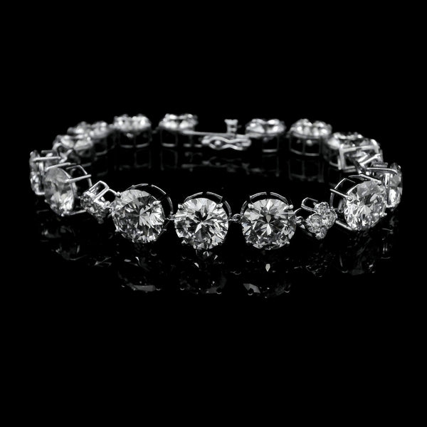 31.93 Ct Round Lab Grown Diamond 14K Gold Bracelet