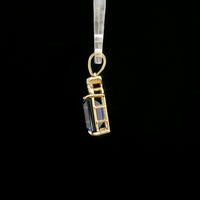 4.19 Ct Emerald Cut Lab Grown Sapphire 14K Gold Pendant