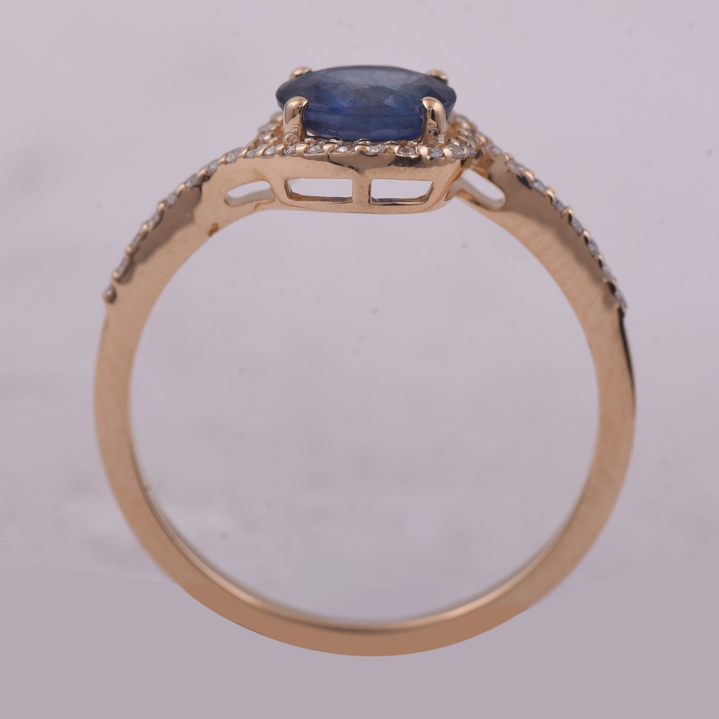 1.14 Ct Oval Mixed Cut Natural Sapphire 14K Gold Ring