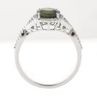 2.52 Ct Cushion Mixed Cut Natural Green Sapphire 950 Platinum Ring