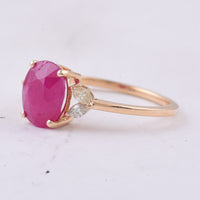 2.78 Ct Oval Natural Ruby 14K Gold Ring