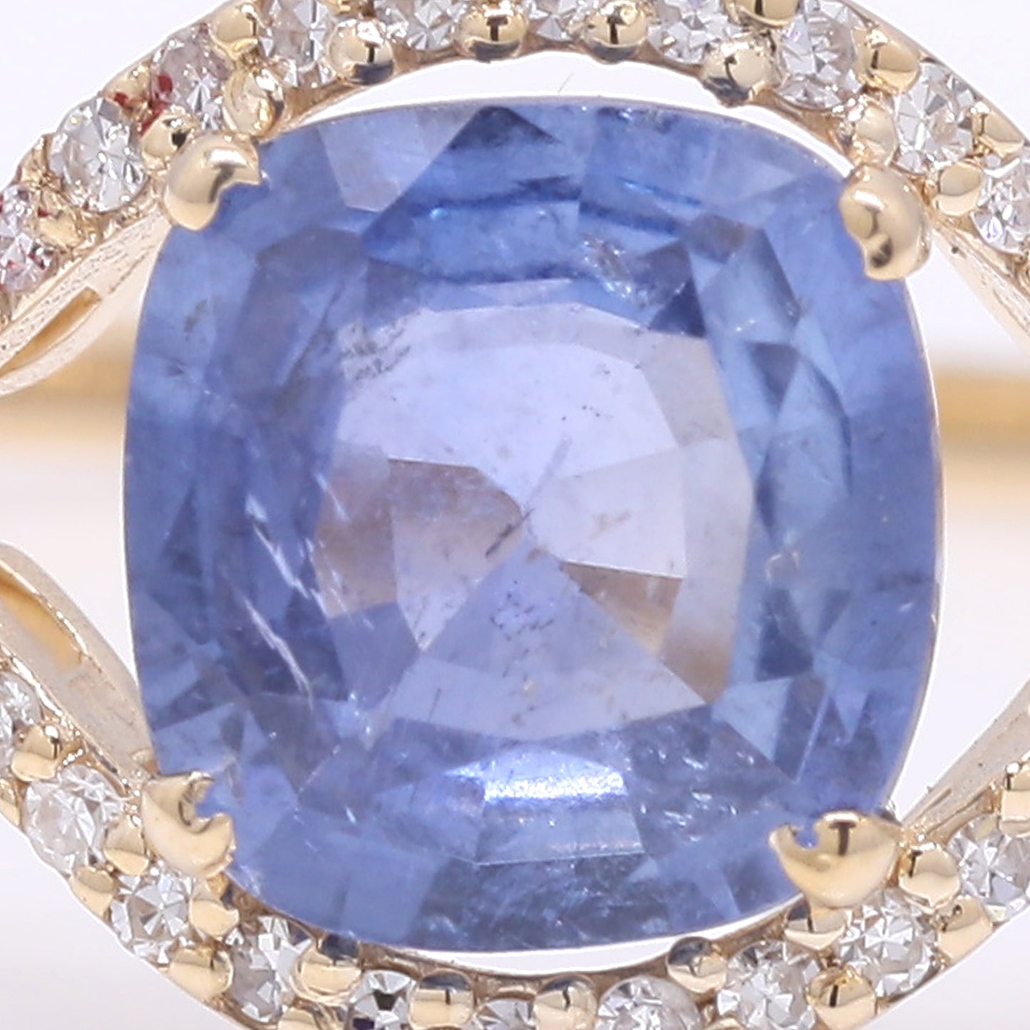 1.50 Ct Cushion Mixed Cut Natural Sapphire 14K Gold Ring