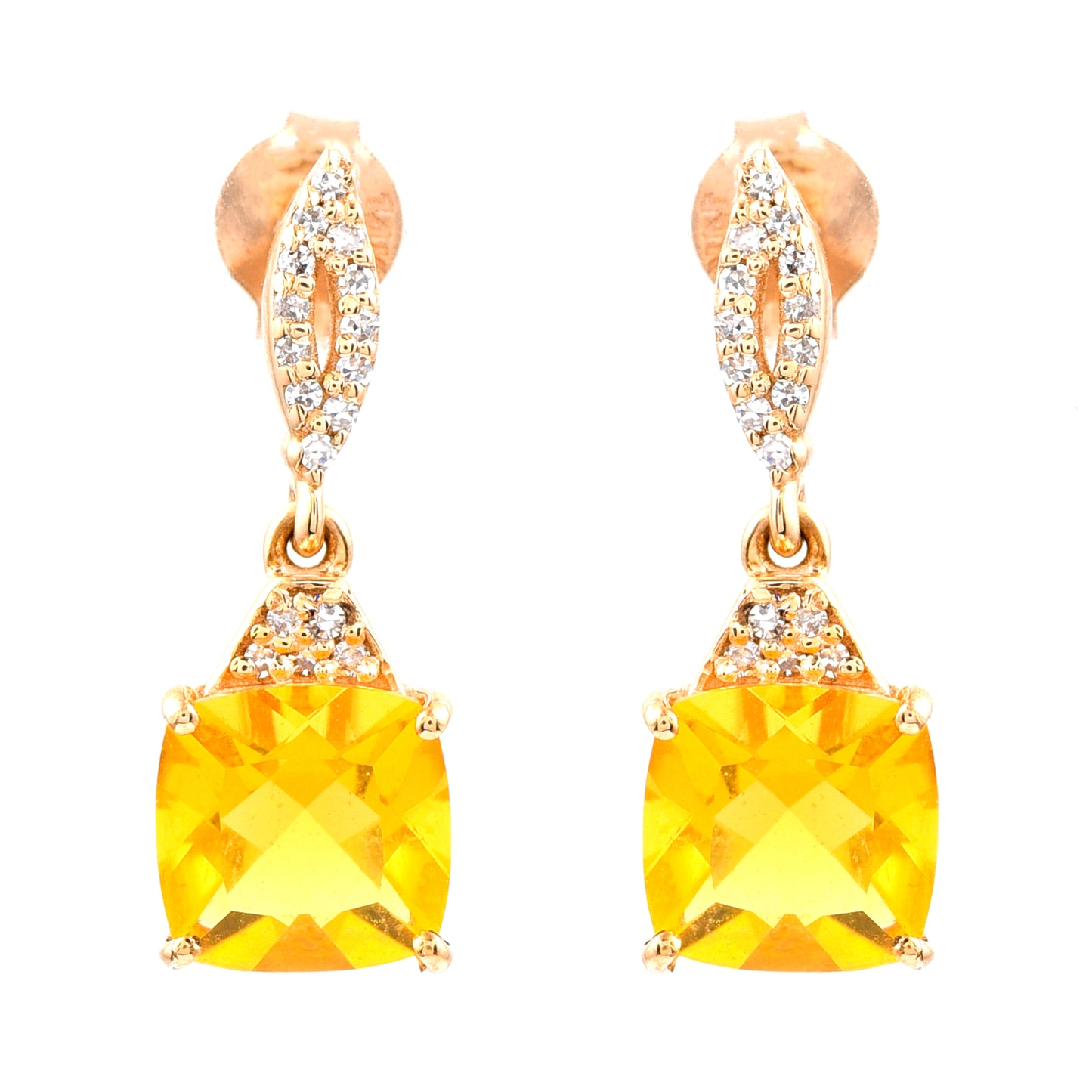 1.93 Ct Cushion Mixed Cut Natural Fire Opal 14K Gold Earrings