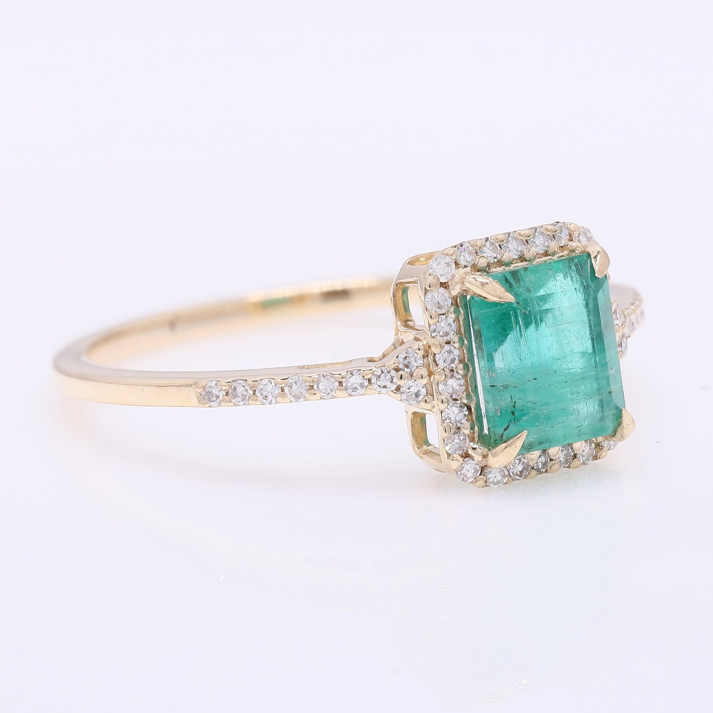 1.15 Ct Octagon Step Cut Natural Emerald 14K Gold Ring