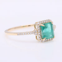 1.15 Ct Octagon Step Cut Natural Emerald 14K Gold Ring