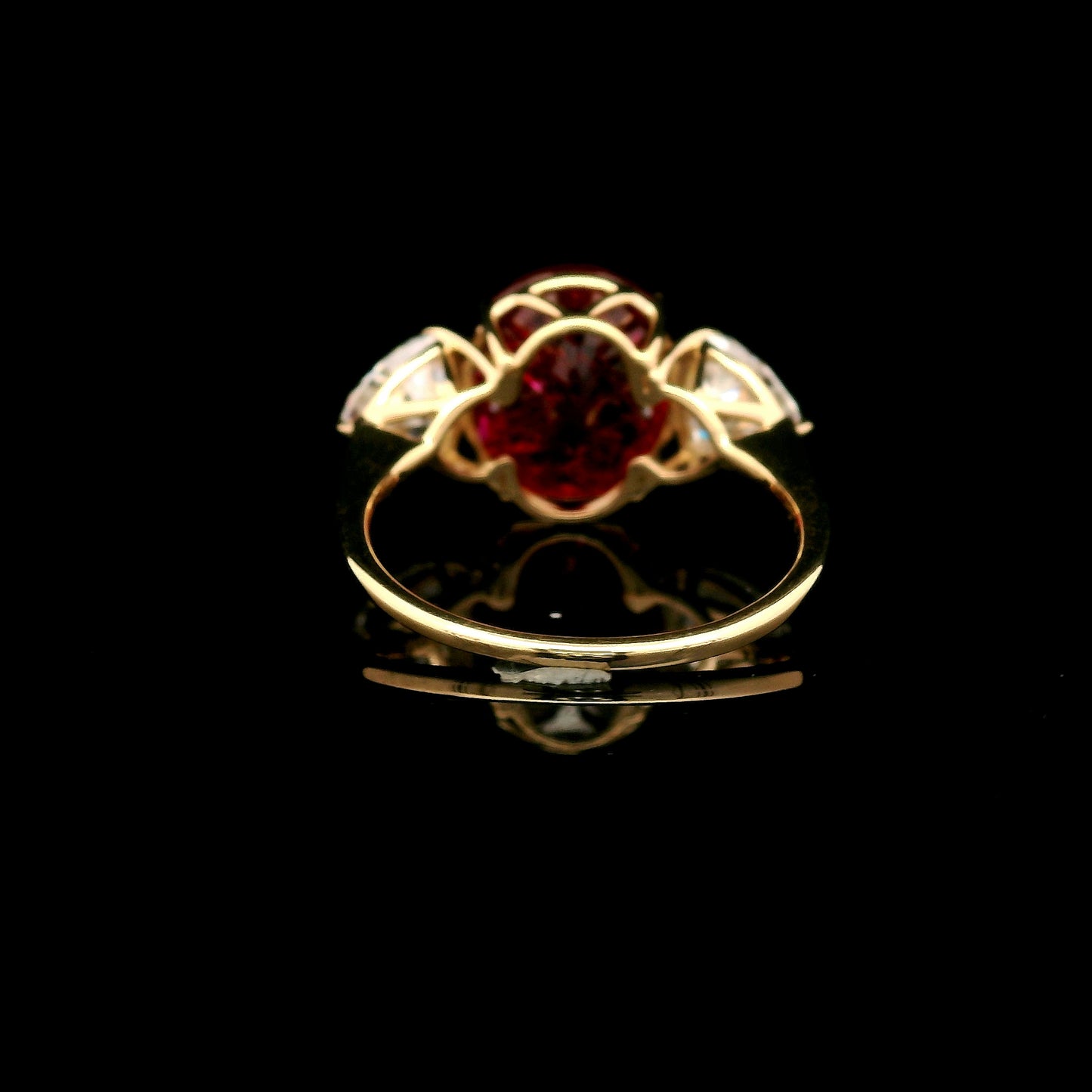 7.14 Ct Oval Mixed Cut Lab Grown Ruby 14K Gold Ring