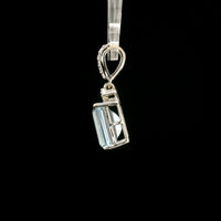 3.31 Ct Octagon Blue Topaz, White Zircon 925 Sterling Silver Pendant
