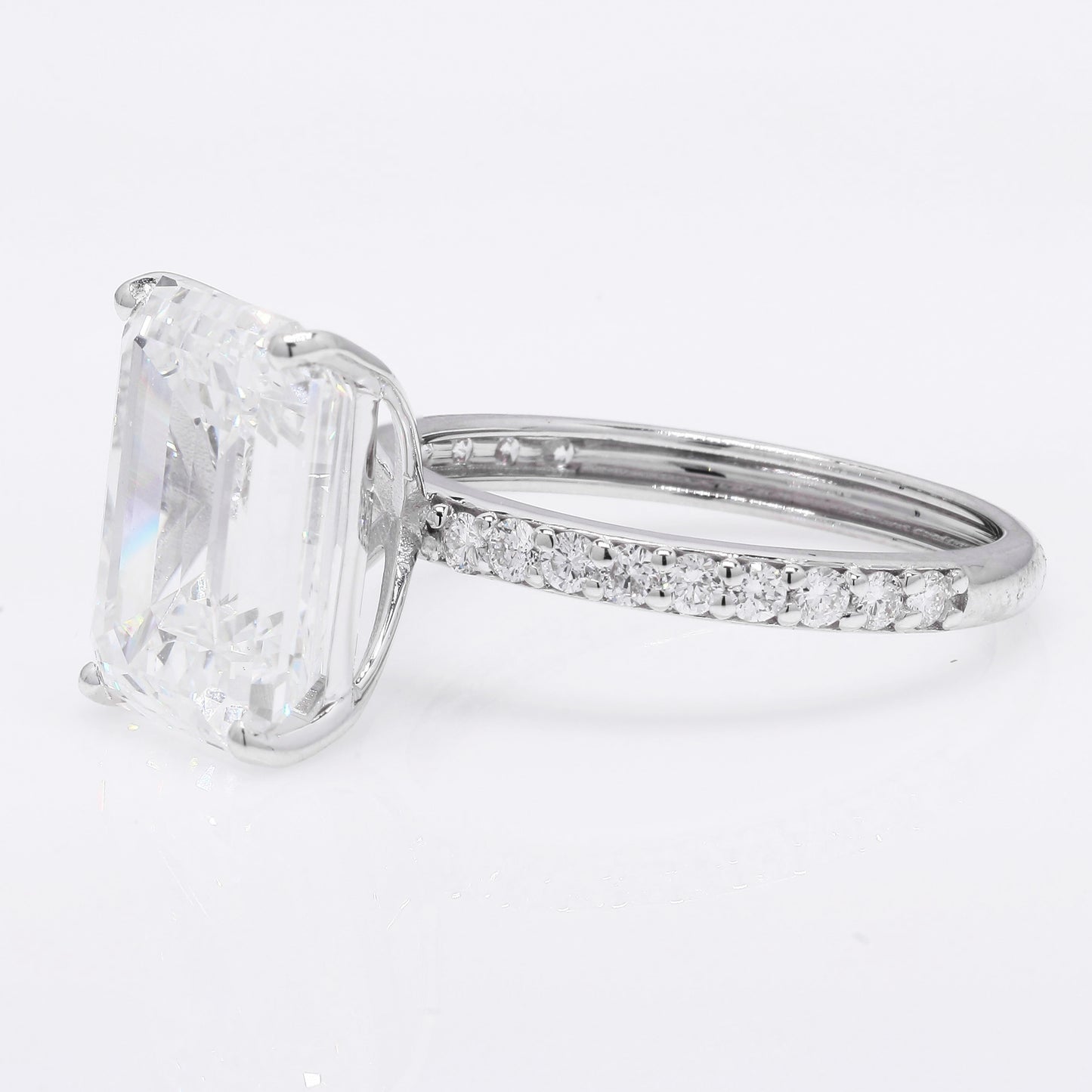 7.22 Ct Emerald Cut Lab Grown Diamond 14K Gold Ring