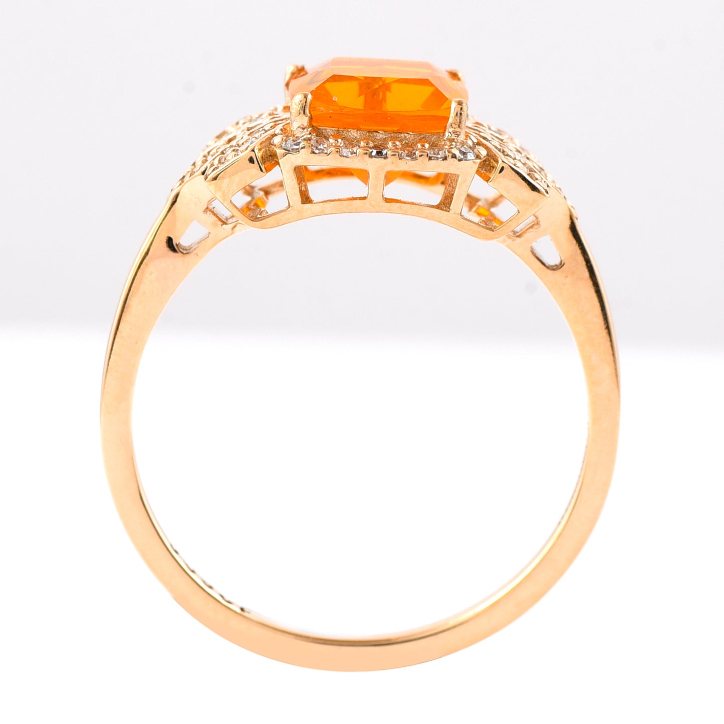 1.06 Ct Cushion Mixed Cut Natural Fire Opal 14K Gold Ring