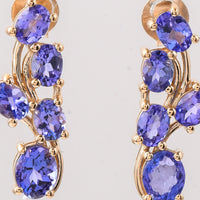 2.24 Ct Oval Natural Tanzanite 14K Gold Earrings