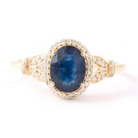 1.75 Ct Oval Mixed Cut Natural Sapphire 14K Gold Ring