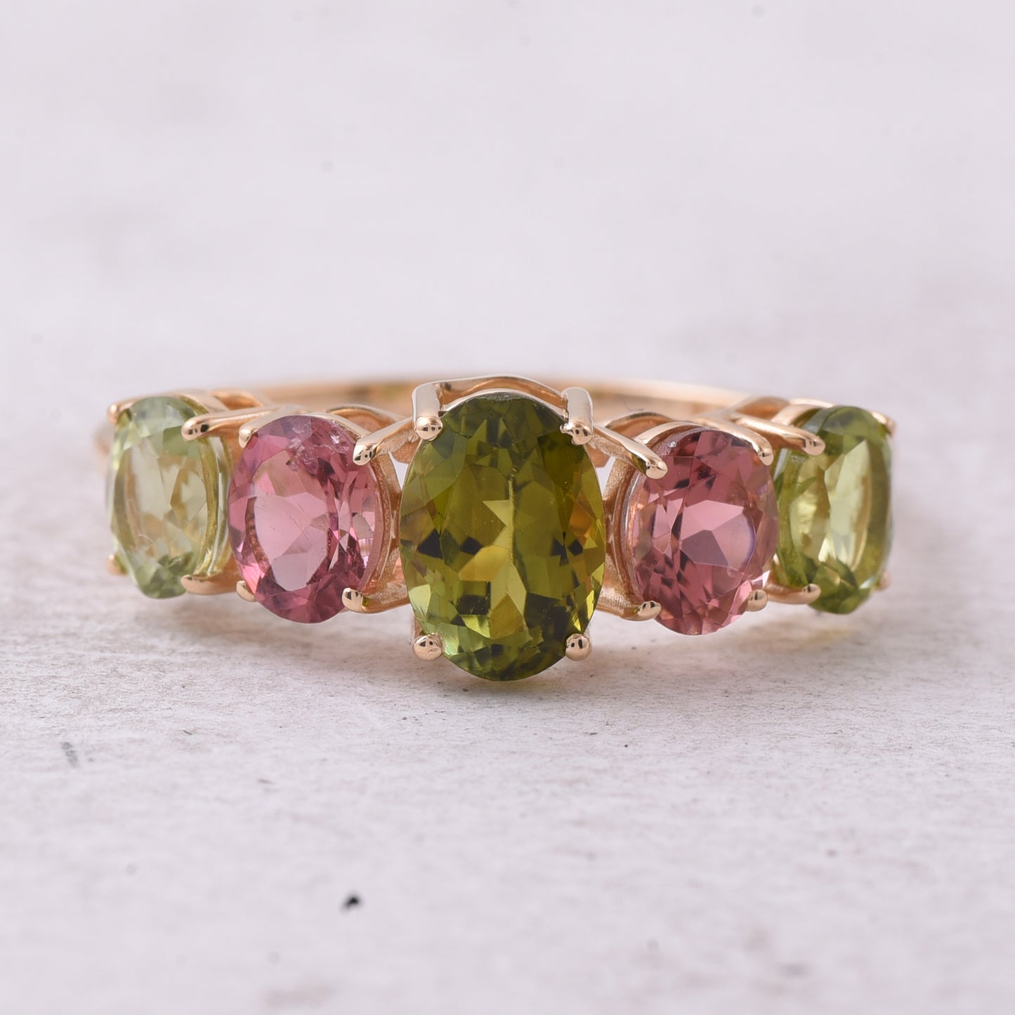 2.53 Ct Oval Natural Multi-Coloured Tourmaline 14K Gold Ring