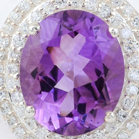 5.30 Ct Oval Amethyst, Cubic Zirconia 925 Sterling Silver Ring