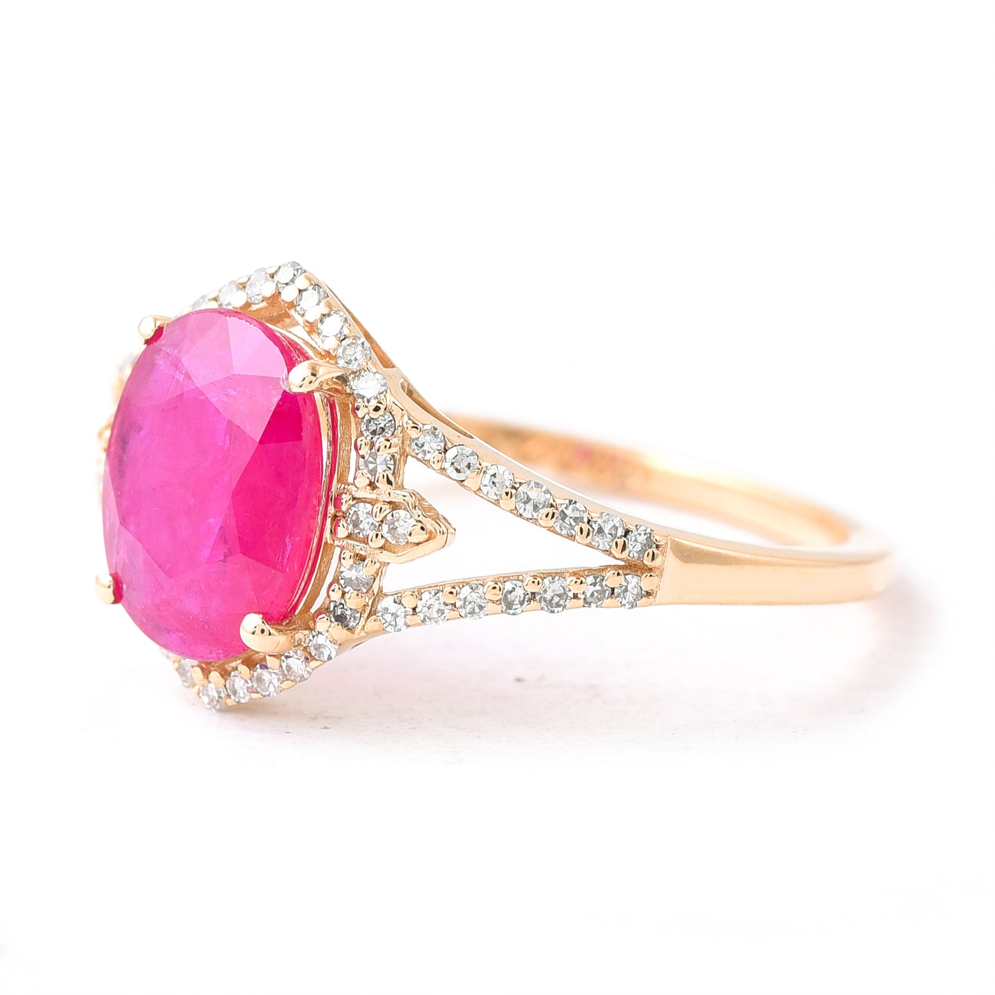 1.92 Ct Oval Mixed Cut Natural Ruby 14K Gold Ring