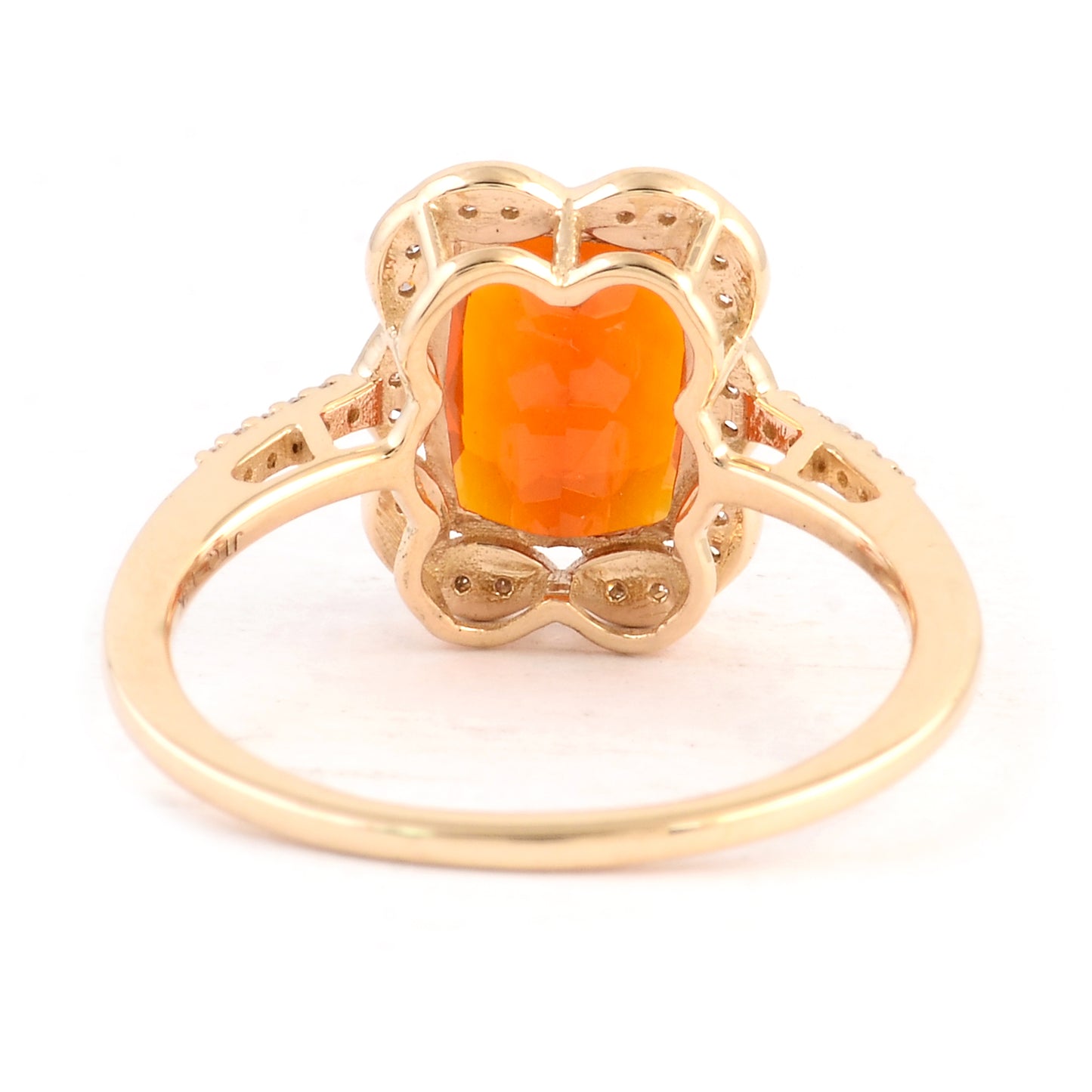 1.60 Ct Rectangular Cushion Mixed Cut Natural Fire Opal 14K Gold Ring