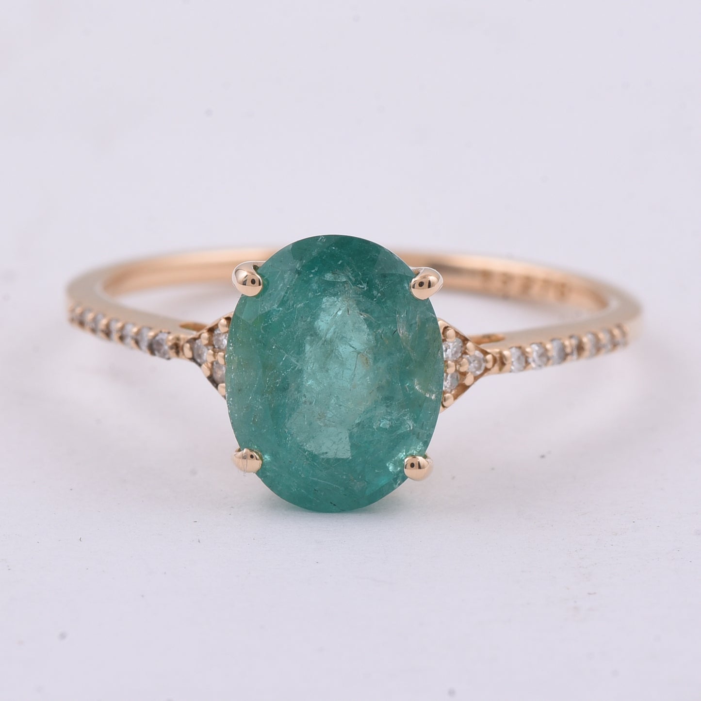 2.07 Ct Oval Natural Emerald 14K Gold Ring