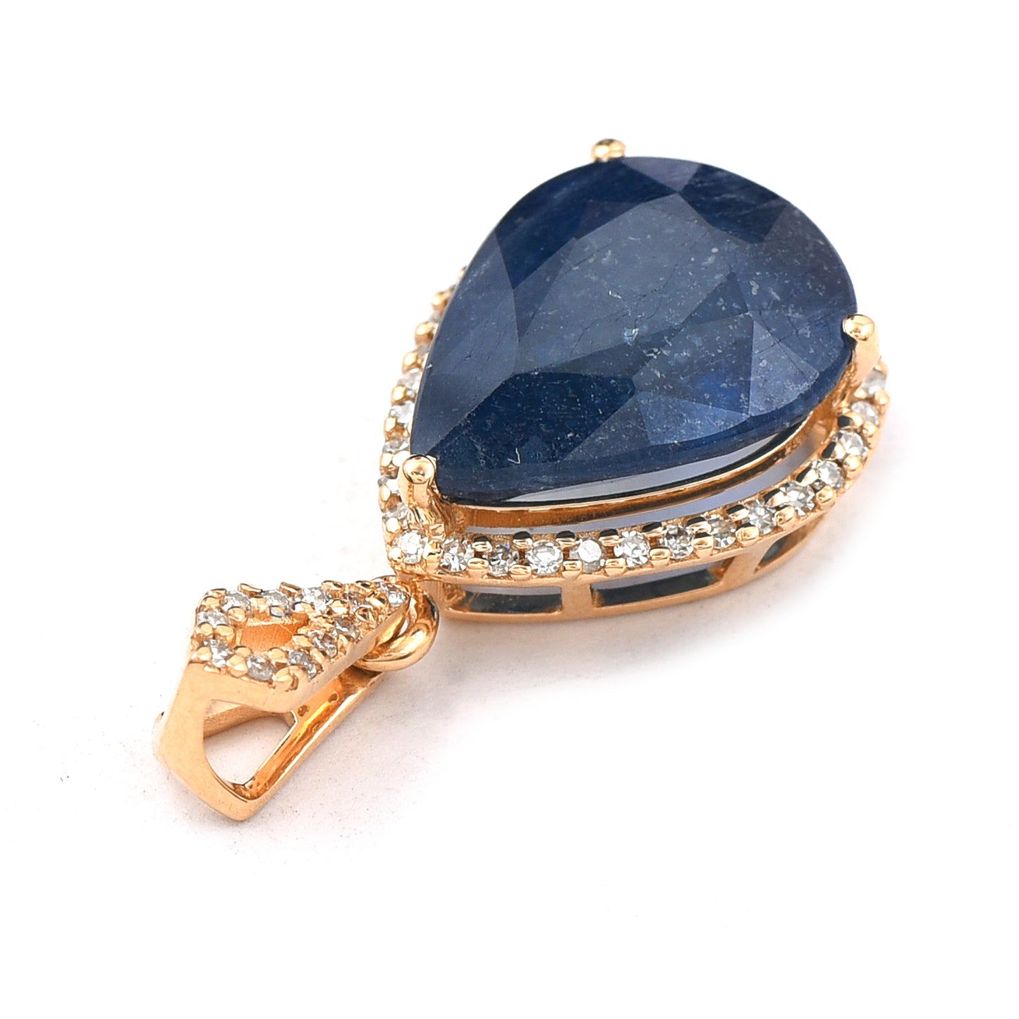 4.88 Ct Pear Mixed Cut Natural Sapphire 14K Gold Pendant